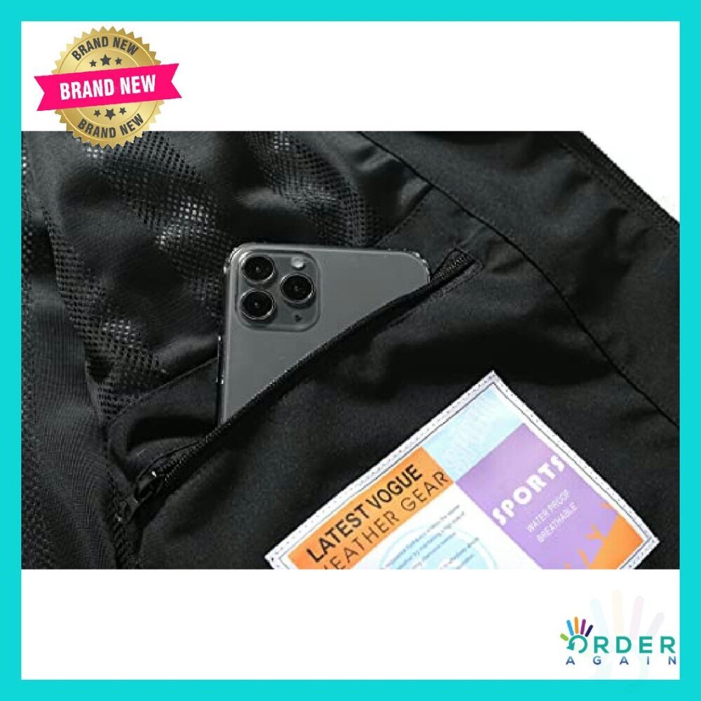 Lightweight Waterproof Rain Jacket Hooded Windbreaker Hiking Outdoor Activewear - Picture 7 of 8